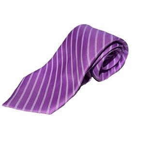 Domenico Vacca Men's Neck Tie Purple&White Striped 100% Silk 60"x 4" Italy